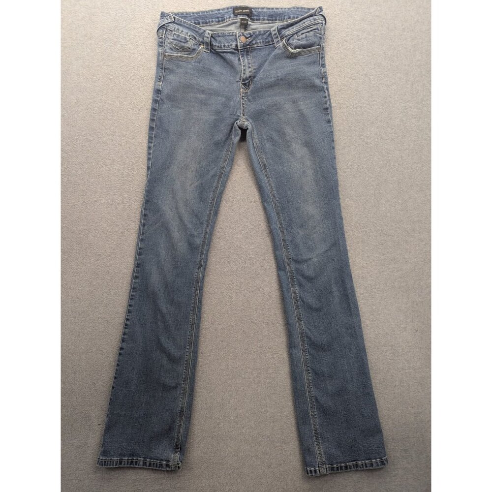 Alloy Apparel Jeans Womens 14 Tall Blue Mid Rise Straight Distressed Stretch